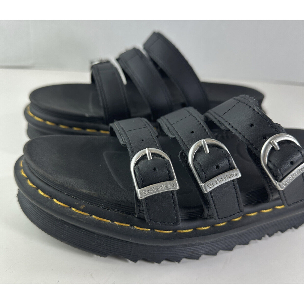 Dr Doc Martens Black Blaire Slides Buckle Strap Sandals Women's US Size 8 Shoes - Picture 6 of 16